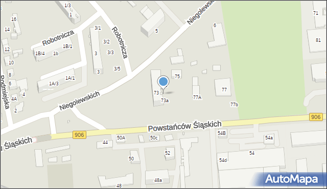 Lubliniec, Powstańców Śląskich, 73b, mapa Lubliniec