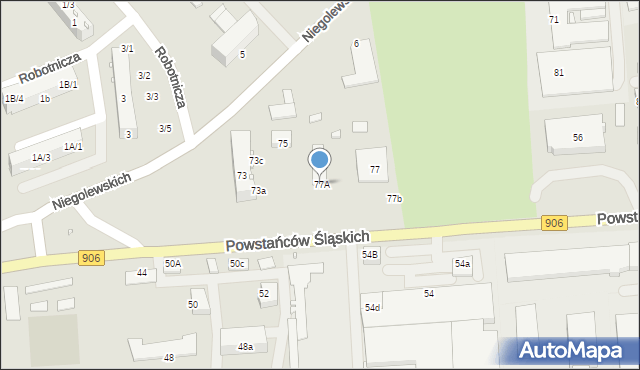 Lubliniec, Powstańców Śląskich, 77A, mapa Lubliniec