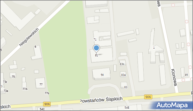 Lubliniec, Powstańców Śląskich, 81, mapa Lubliniec