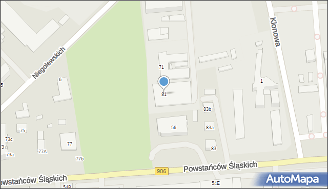 Lubliniec, Powstańców Śląskich, 81, mapa Lubliniec