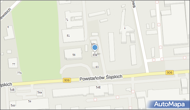 Lubliniec, Powstańców Śląskich, 83a, mapa Lubliniec