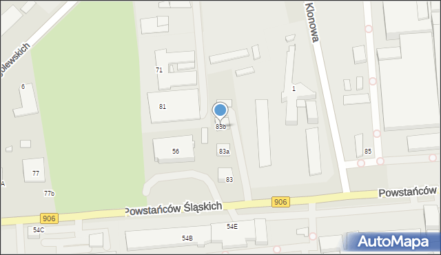 Lubliniec, Powstańców Śląskich, 83b, mapa Lubliniec