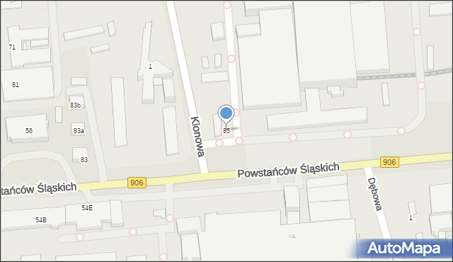 Lubliniec, Powstańców Śląskich, 85, mapa Lubliniec