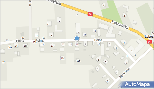 Lubosz, Polna, 11, mapa Lubosz