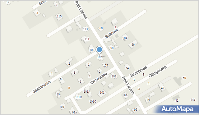 Łuczyce, Pod Lasem, 107, mapa Łuczyce