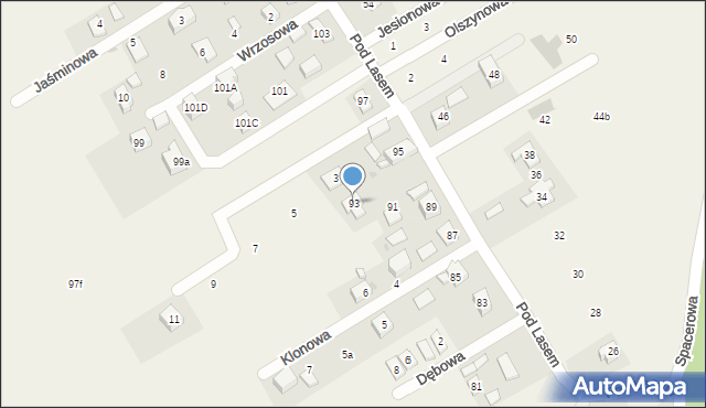 Łuczyce, Pod Lasem, 93, mapa Łuczyce