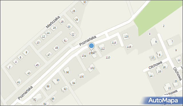 Lusowo, Poznańska, 106A, mapa Lusowo