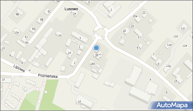 Lusowo, Poznańska, 16, mapa Lusowo