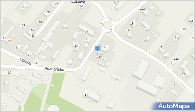 Lusowo, Poznańska, 16B, mapa Lusowo