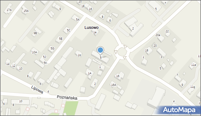 Lusowo, Poznańska, 3, mapa Lusowo