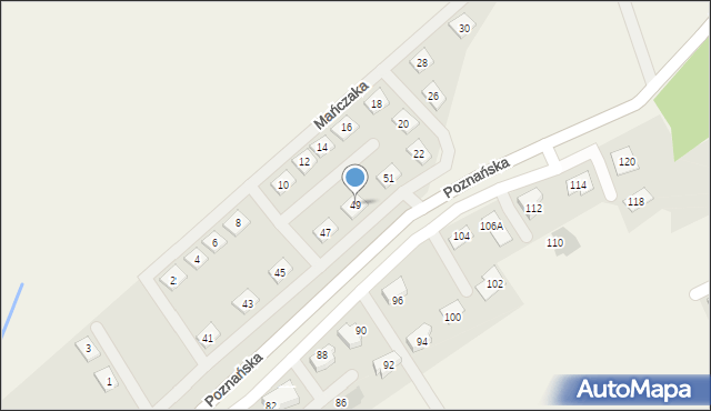 Lusowo, Poznańska, 49, mapa Lusowo