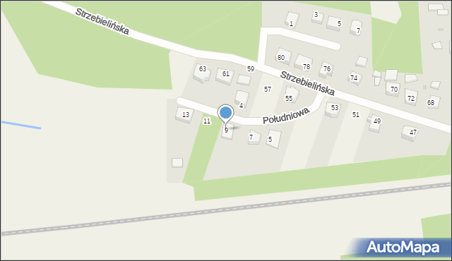 Luzino, Południowa, 9, mapa Luzino