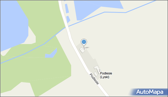 Lyski, Podlesie, 1, mapa Lyski