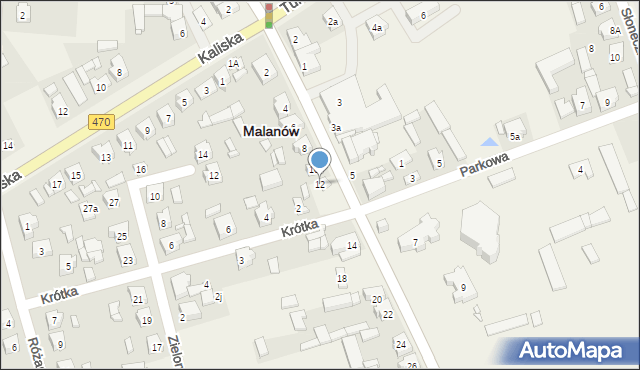 Malanów, Południowa, 12, mapa Malanów