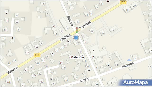 Malanów, Południowa, 2, mapa Malanów