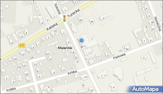 Malanów, Południowa, 3a, mapa Malanów