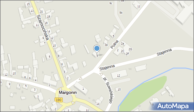 Margonin, Polna, 3, mapa Margonin