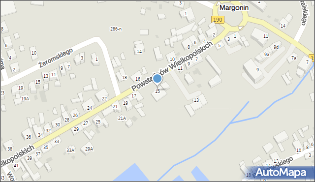 Margonin, Powstańców Wielkopolskich, 15, mapa Margonin