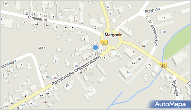 Margonin, Powstańców Wielkopolskich, 4, mapa Margonin