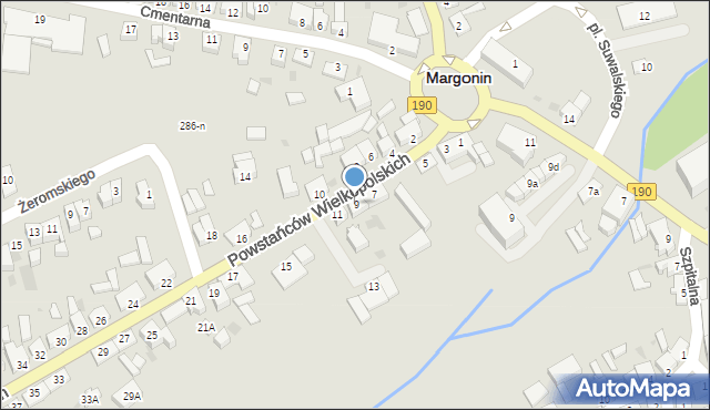 Margonin, Powstańców Wielkopolskich, 9, mapa Margonin