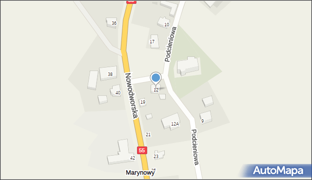 Marynowy, Podcieniowa, 12, mapa Marynowy