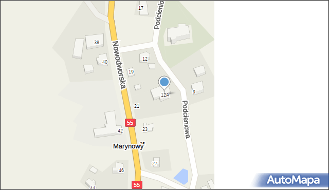 Marynowy, Podcieniowa, 12A, mapa Marynowy