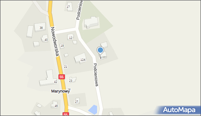 Marynowy, Podcieniowa, 9, mapa Marynowy