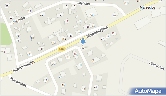 Marzęcice, Południowa, 22, mapa Marzęcice