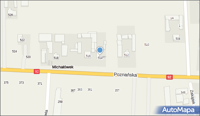 Michałówek, Poznańska, 514, mapa Michałówek