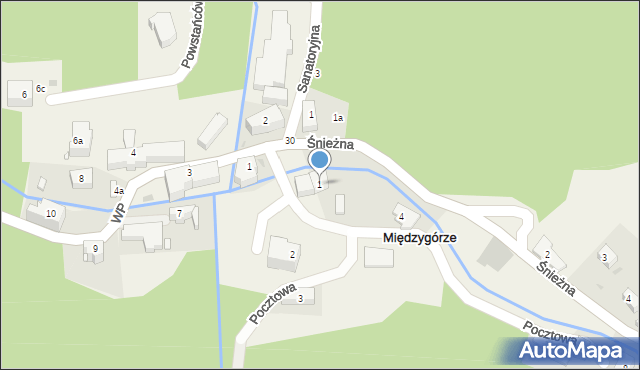 Międzygórze, Pocztowa, 1, mapa Międzygórze