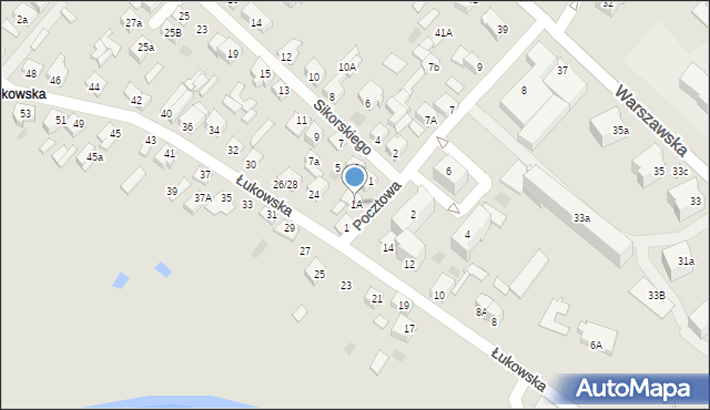 Międzyrzec Podlaski, Pocztowa, 1A, mapa Międzyrzec Podlaski