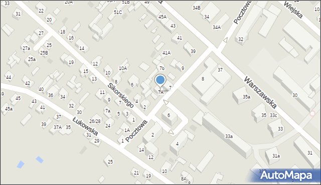 Międzyrzec Podlaski, Pocztowa, 7A, mapa Międzyrzec Podlaski