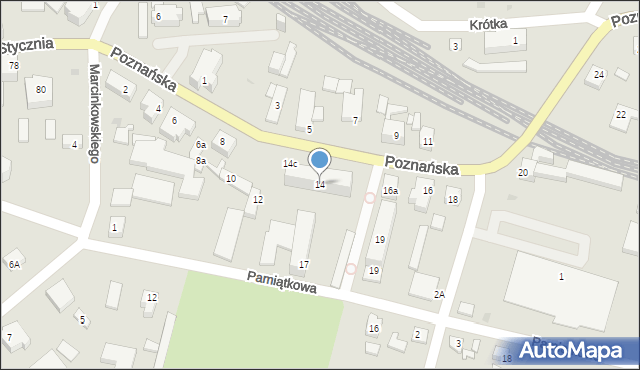 Międzyrzecz, Poznańska, 14, mapa Międzyrzecz