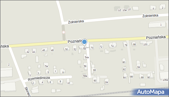 Międzyrzecz, Poznańska, 54, mapa Międzyrzecz