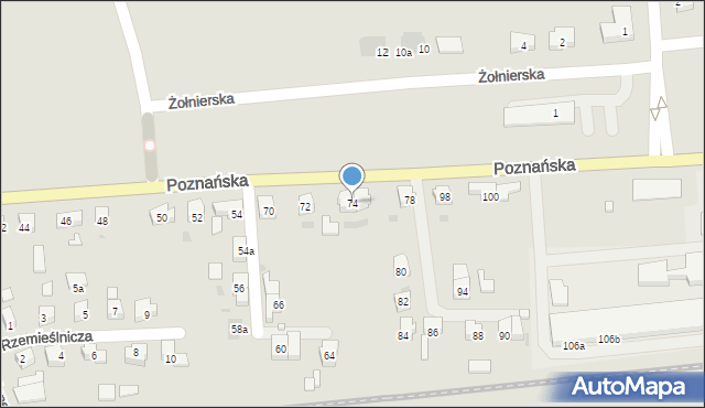 Międzyrzecz, Poznańska, 74, mapa Międzyrzecz