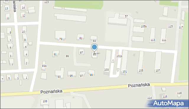 Międzyrzecz, Poznańska, 85, mapa Międzyrzecz