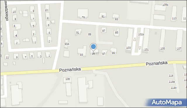 Międzyrzecz, Poznańska, 95, mapa Międzyrzecz