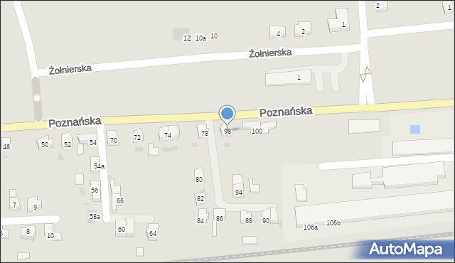 Międzyrzecz, Poznańska, 98, mapa Międzyrzecz