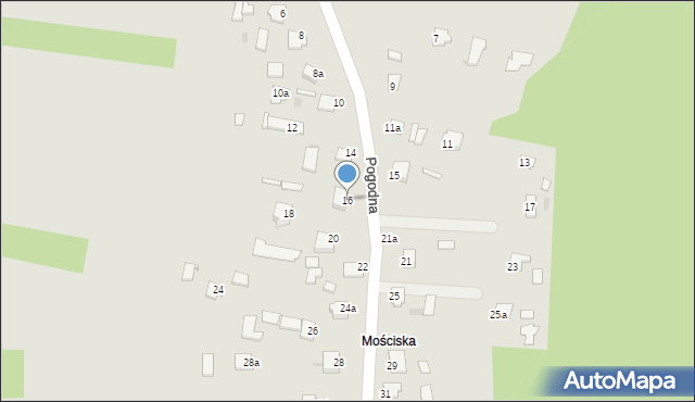 Mielec, Pogodna, 16, mapa Mielca