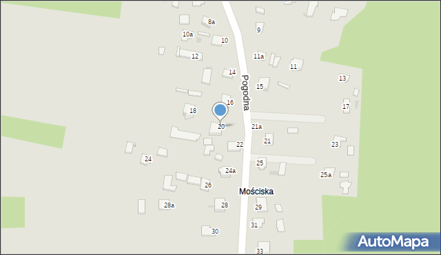 Mielec, Pogodna, 20, mapa Mielca