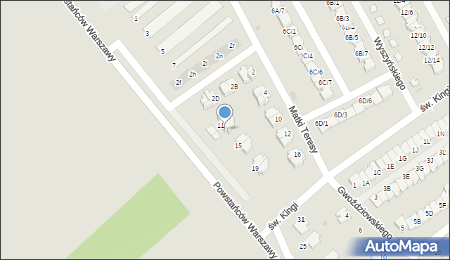 Mielec, Powstańców Warszawy, 13, mapa Mielca