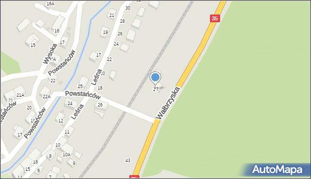 Mieroszów, Powstańców, 27, mapa Mieroszów