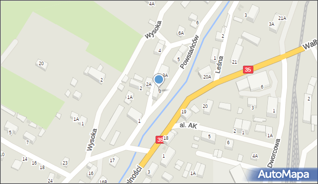 Mieroszów, Powstańców, 3, mapa Mieroszów