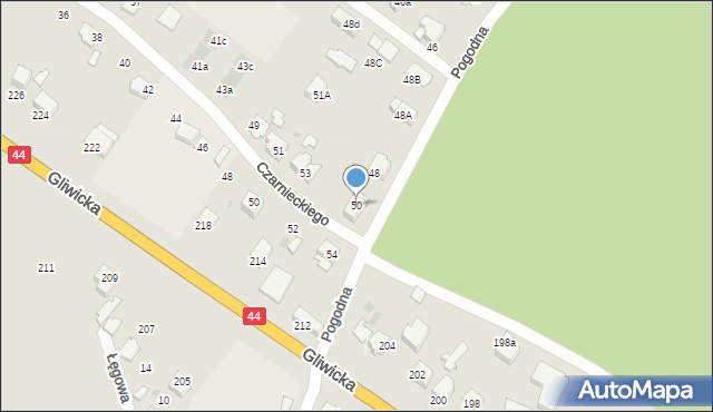 Mikołów, Pogodna, 50, mapa Mikołów