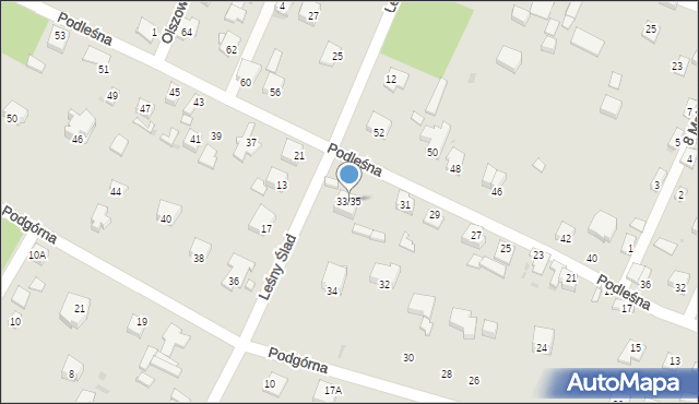 Milanówek, Podleśna, 33/35, mapa Milanówek