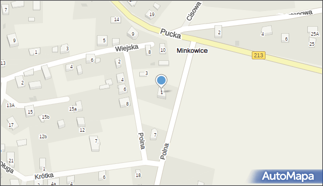 Minkowice, Polna, 1, mapa Minkowice