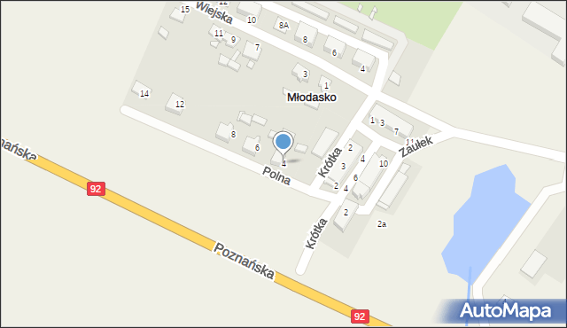 Młodasko, Polna, 4, mapa Młodasko