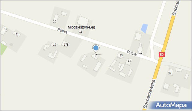 Młodzieszyn, Polna, 17, mapa Młodzieszyn