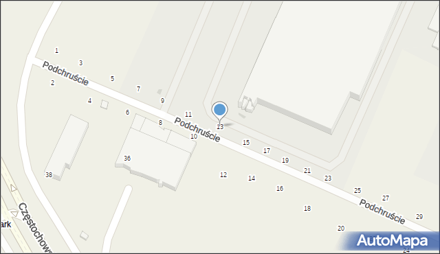 Modlnica, Podchruście, 13, mapa Modlnica