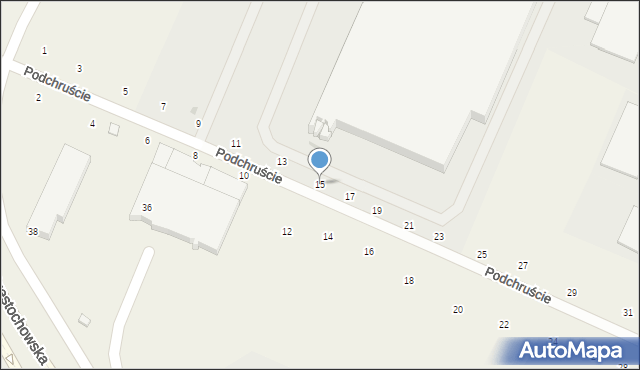 Modlnica, Podchruście, 15, mapa Modlnica